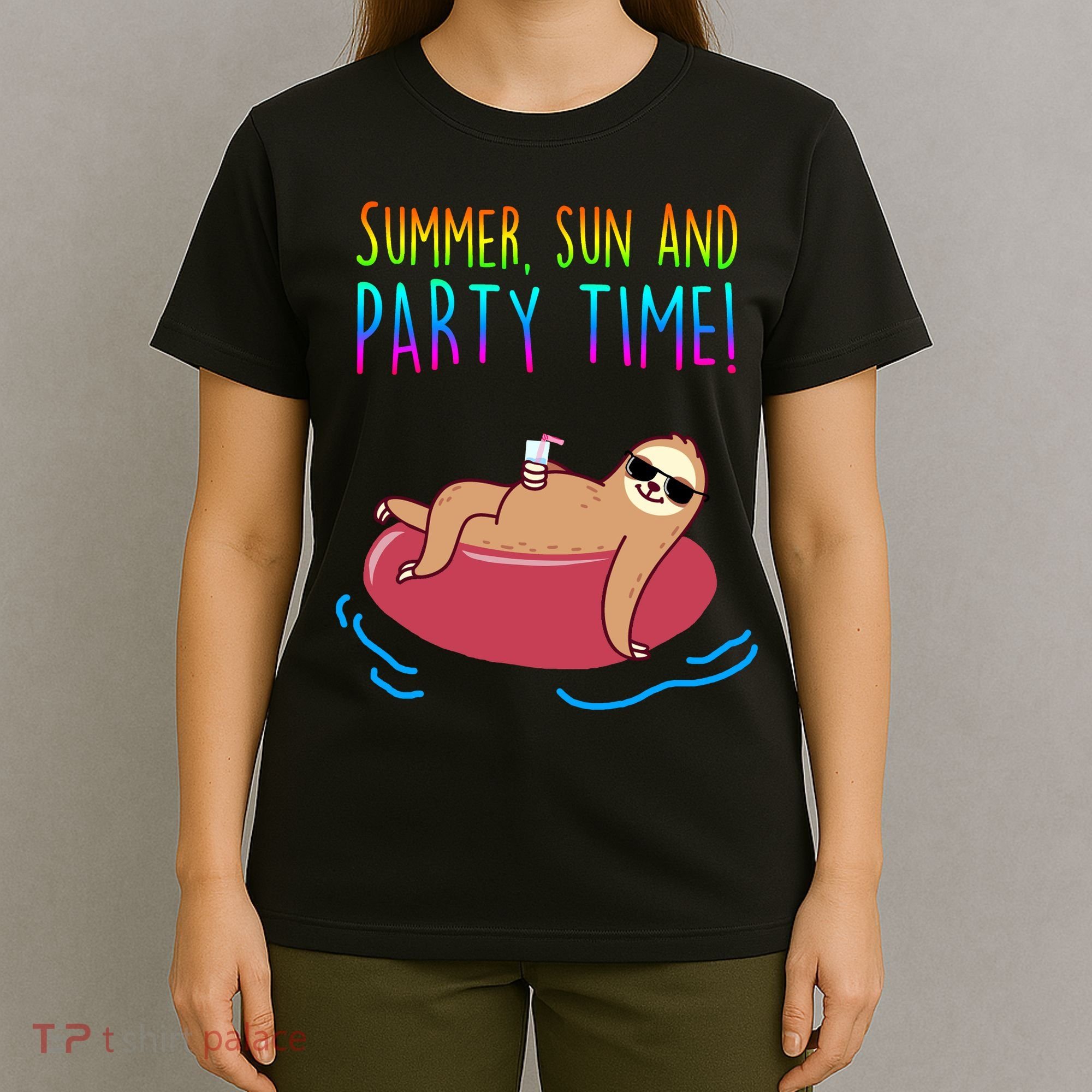 Summer Sun And Party Time Sloth Loungin T-Shirt