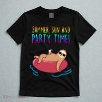 Summer Sun And Party Time Sloth Loungin T-Shirt thumb 5