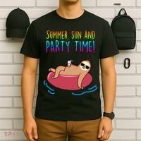 Summer Sun And Party Time Sloth Loungin T-Shirt thumb 6