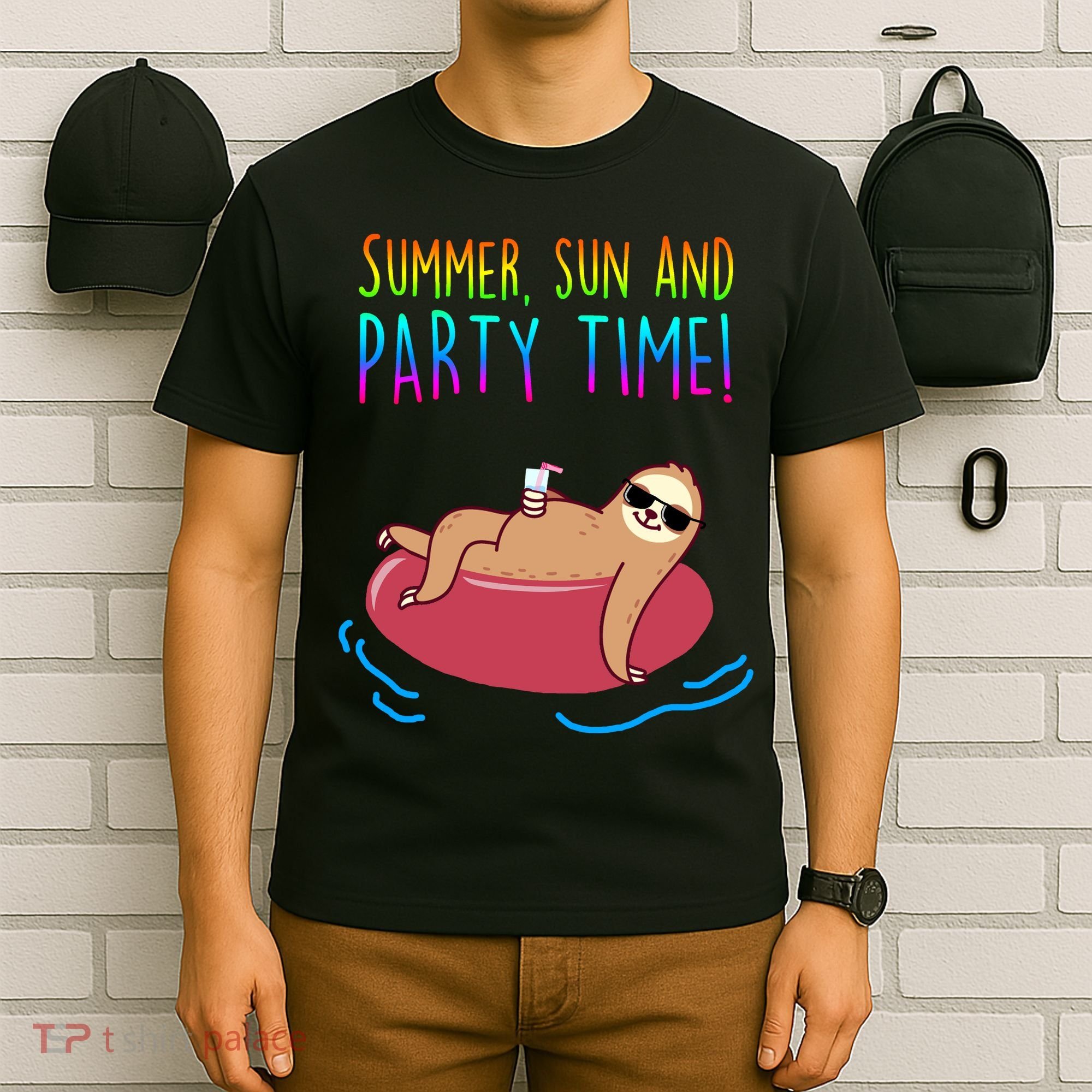 Summer Sun And Party Time Sloth Loungin T-Shirt
