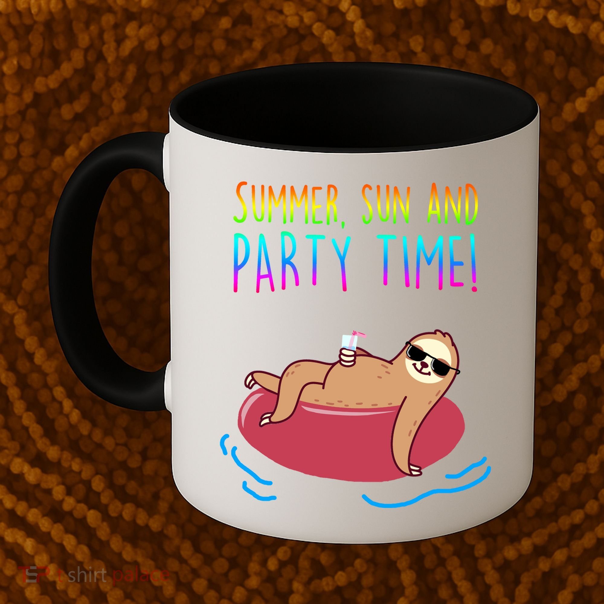 Summer Sun And Party Time Sloth Loungin Coffee Mug