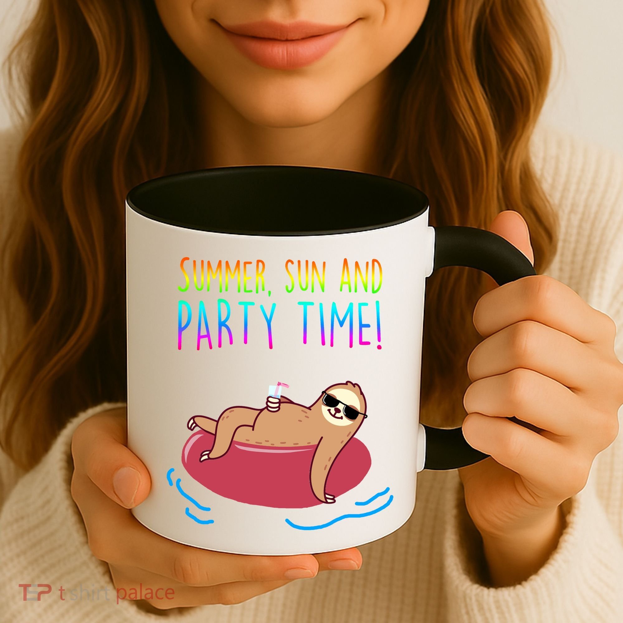 Summer Sun And Party Time Sloth Loungin Coffee Mug
