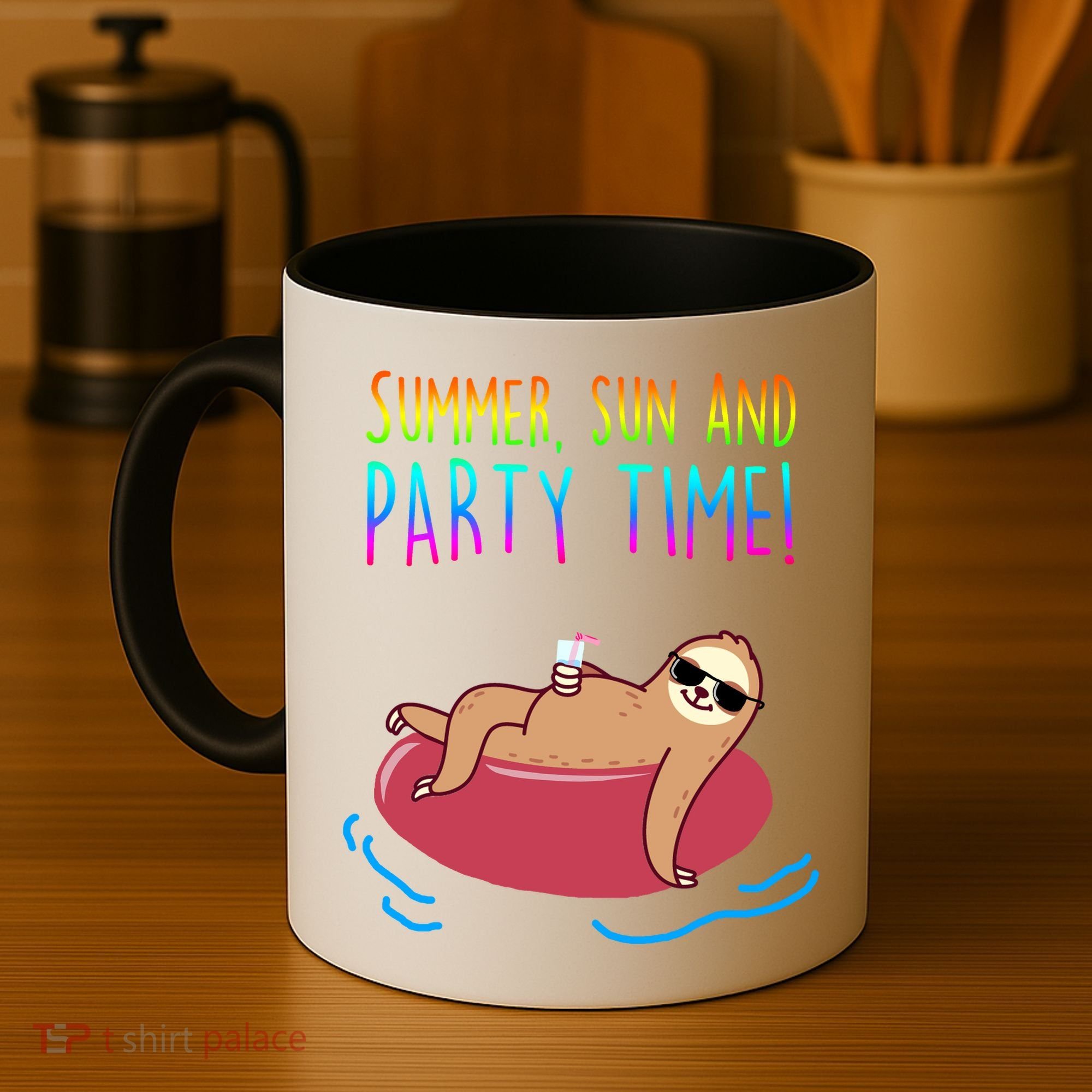 Summer Sun And Party Time Sloth Loungin Coffee Mug
