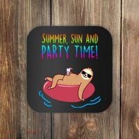 Summer Sun And Party Time Sloth Loungin Coaster thumb 0