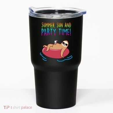 Summer Sun And Party Time Sloth Loungin Tumbler