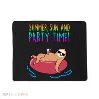 Summer Sun And Party Time Sloth Loungin Mousepad thumb 0