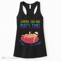 Summer Sun And Party Time Sloth Loungin Women's Tank Top thumb 0