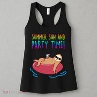 Summer Sun And Party Time Sloth Loungin Women's Tank Top thumb 3