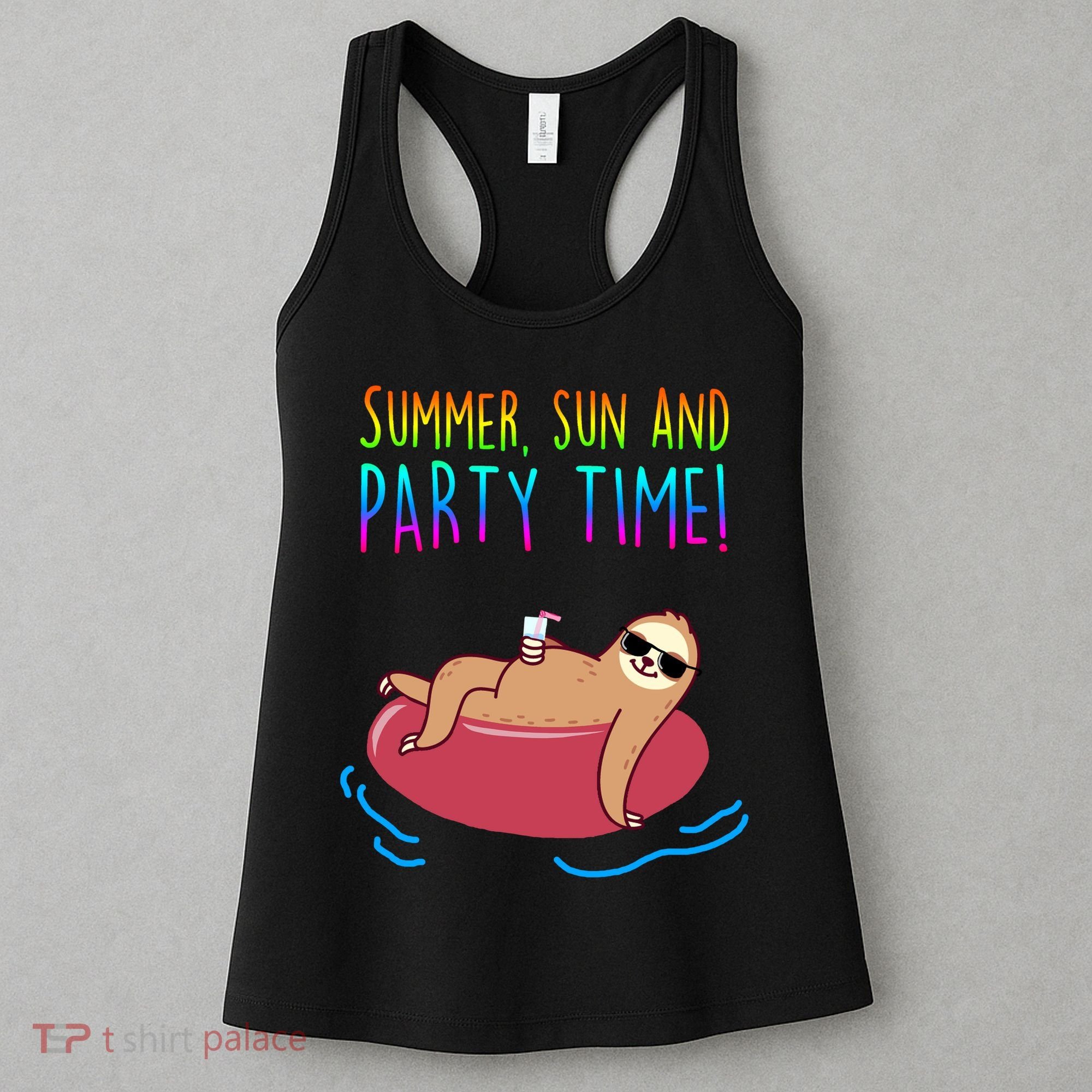 Summer Sun And Party Time Sloth Loungin Women's Tank Top
