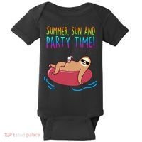 Summer Sun And Party Time Sloth Loungin Baby Bodysuit thumb 0