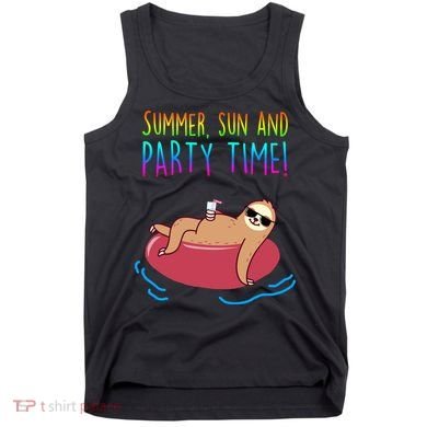 Summer Sun And Party Time Sloth Loungin Tank Top