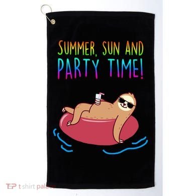 Summer Sun And Party Time Sloth Loungin Golf Towel