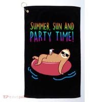 Summer Sun And Party Time Sloth Loungin Golf Towel thumb 0