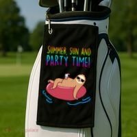 Summer Sun And Party Time Sloth Loungin Golf Towel thumb 2