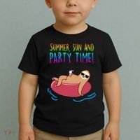Summer Sun And Party Time Sloth Loungin Toddler T-Shirt thumb 2
