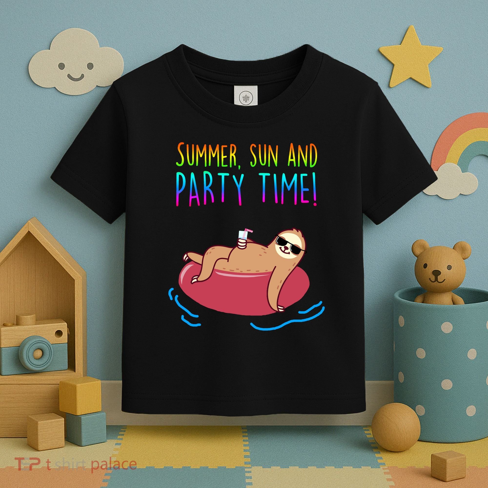 Summer Sun And Party Time Sloth Loungin Toddler T-Shirt