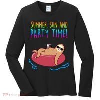 Summer Sun And Party Time Sloth Loungin Women's Long Sleeve Shirt thumb 0