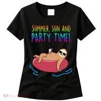 Summer Sun And Party Time Sloth Loungin Women's T-Shirt thumb 0
