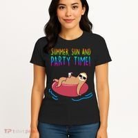 Summer Sun And Party Time Sloth Loungin Women's T-Shirt thumb 4