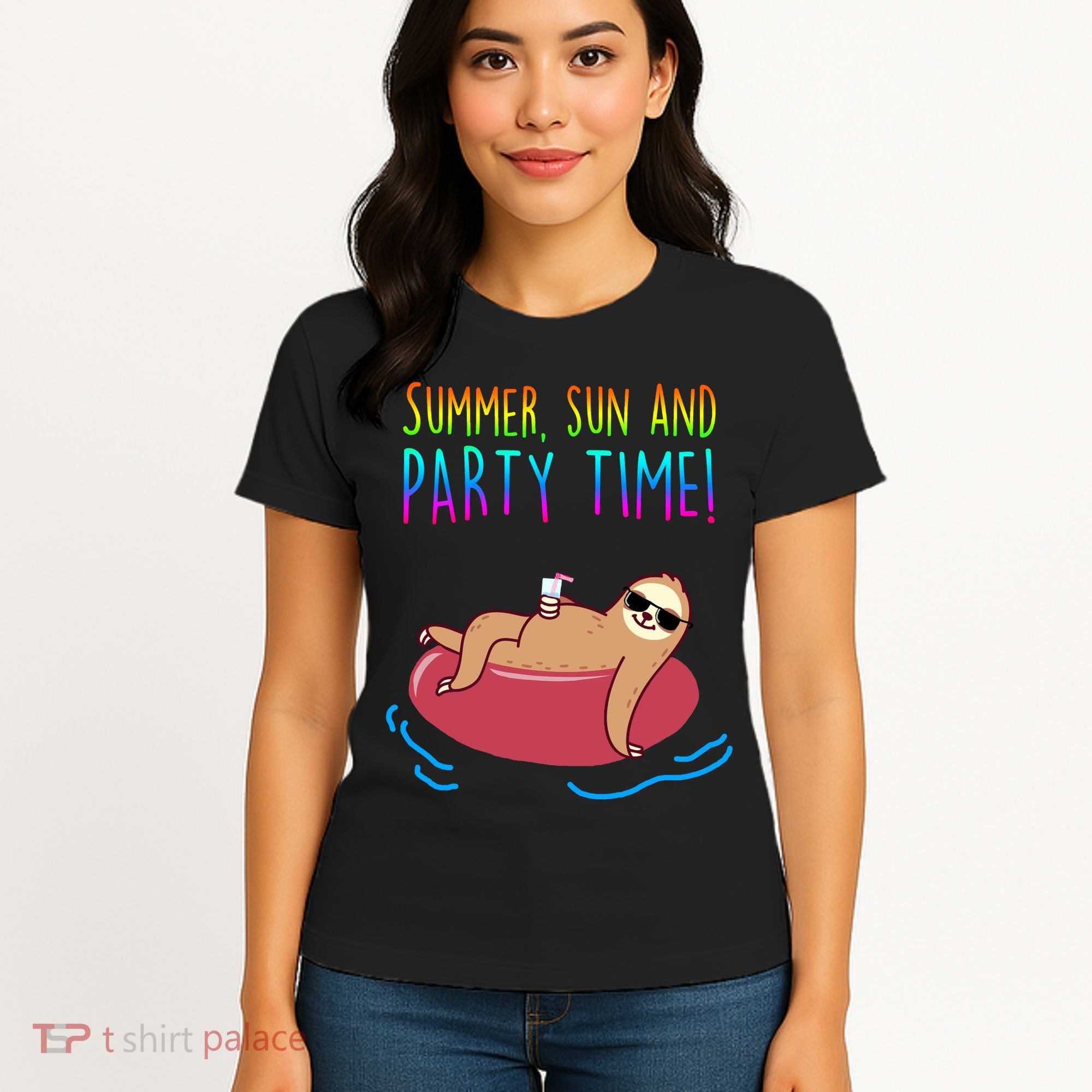 Summer Sun And Party Time Sloth Loungin Women's T-Shirt