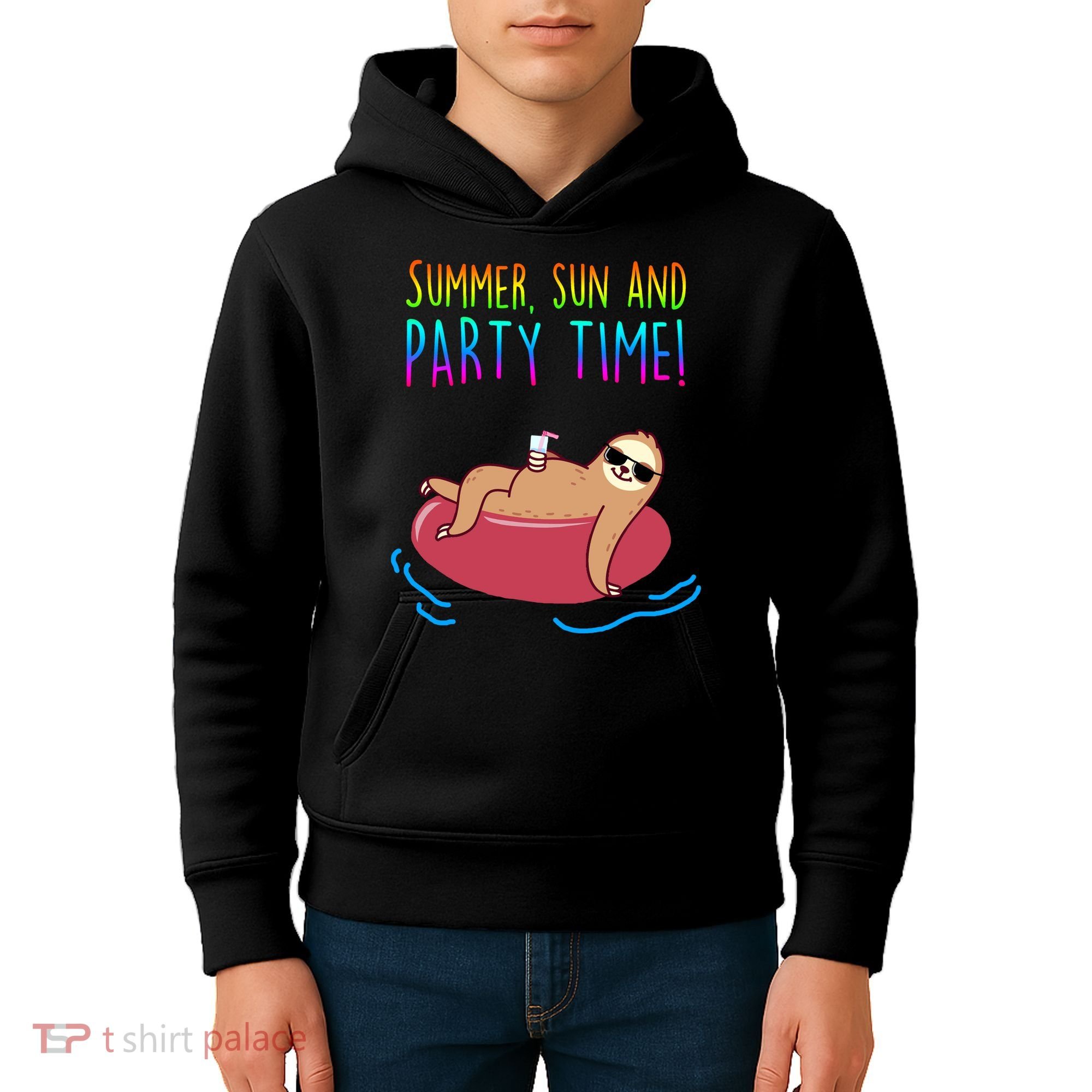 Summer Sun And Party Time Sloth Loungin Kids Hoodie