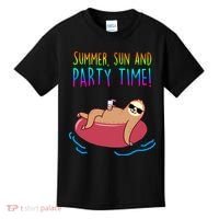 Summer Sun And Party Time Sloth Loungin Kids T-Shirt thumb 0