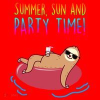 Summer Sun And Party Time Sloth Loungin Santa Hat thumb 1