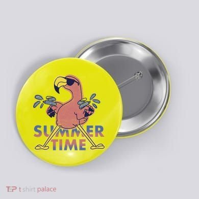 Summer Time Flamingo Button