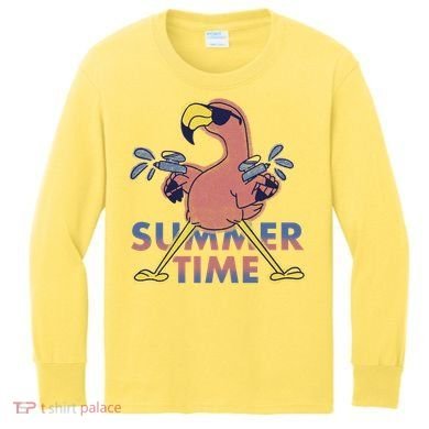 Summer Time Flamingo Kids Long Sleeve Shirt