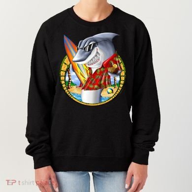 Summertime Beach Shark Surfing Women's Sweatshirt