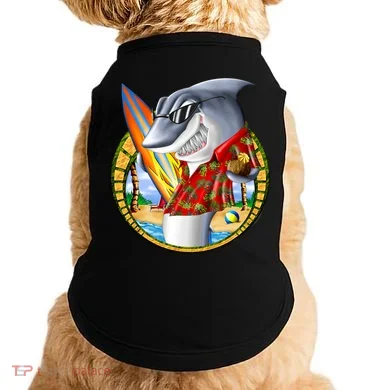 Summertime Beach Shark Surfing Doggie Tank