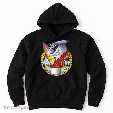 Summertime Beach Shark Surfing Hoodie