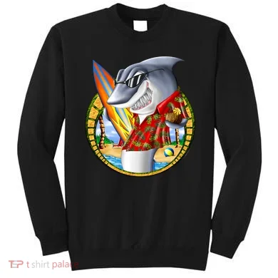Summertime Beach Shark Surfing Sweatshirt