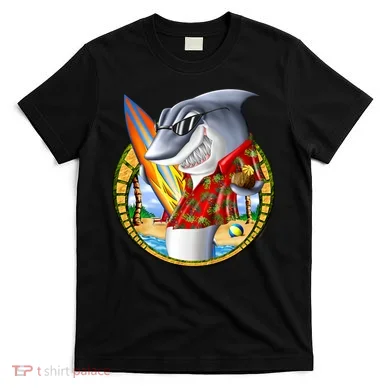 Summertime Beach Shark Surfing T-Shirt