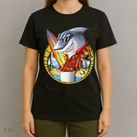 Summertime Beach Shark Surfing T-Shirt thumb 4