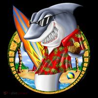 Summertime Beach Shark Surfing T-Shirt thumb 7