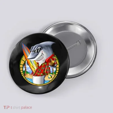 Summertime Beach Shark Surfing Button