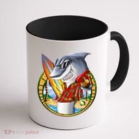 Summertime Beach Shark Surfing Coffee Mug thumb 1
