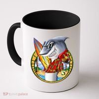 Summertime Beach Shark Surfing Coffee Mug thumb 0