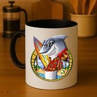 Summertime Beach Shark Surfing Coffee Mug thumb 4
