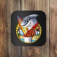 Summertime Beach Shark Surfing Coaster thumb 0