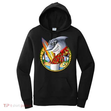 Summertime Beach Shark Surfing Women's Hoodie
