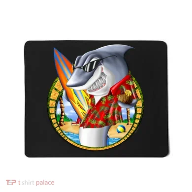 Summertime Beach Shark Surfing Mousepad