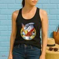 Summertime Beach Shark Surfing Women's Tank Top thumb 2