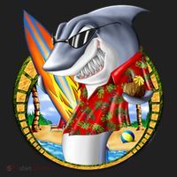 Summertime Beach Shark Surfing Hat thumb 2
