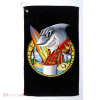 Summertime Beach Shark Surfing Golf Towel thumb 0