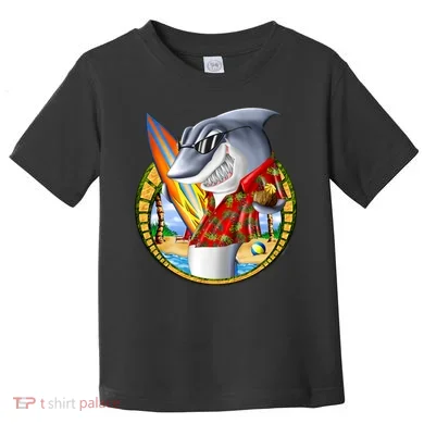 Summertime Beach Shark Surfing Toddler T-Shirt