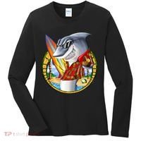 Summertime Beach Shark Surfing Women's Long Sleeve Shirt thumb 0
