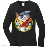 Summertime Beach Shark Surfing Women's Long Sleeve Shirt thumb 0