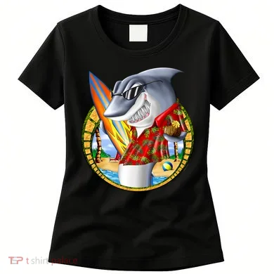 Summertime Beach Shark Surfing Women's T-Shirt